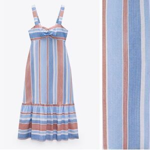Zara Blue and Pink Ruffled Tiered Sundress